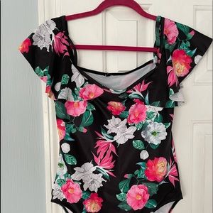 Holipick 1 piece ladies swimsuit.  Off shoulder